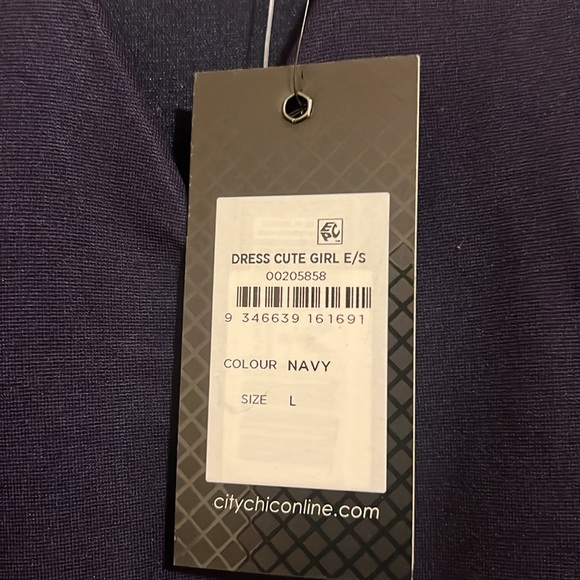 City Chic Dress Cute Girl Elbow sleeve Navy size L/20 NWT - Picture 7 of 11